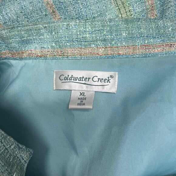 Vintage Coldwater Creek Blue Green Striped Tweed Button Up Jacket Blazer Sz XL - Picture 6 of 6